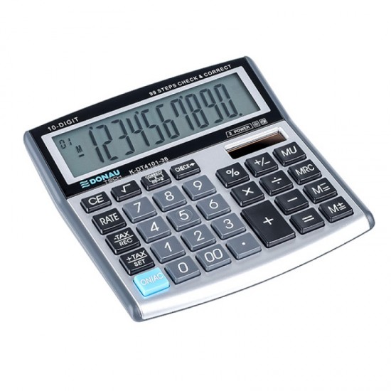 Calculator de birou Donau Tech, 136 x 134 x 28 mm, 10 digiti, argintiu