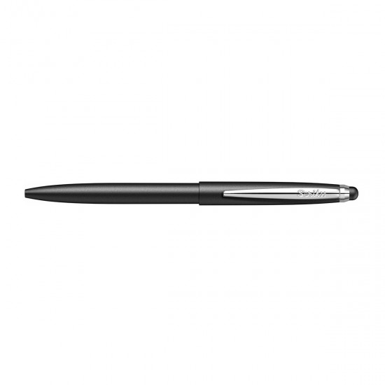 Pix cu mecanism Scrikss Stylus Matt Black, negru touch vf M scriere albastra