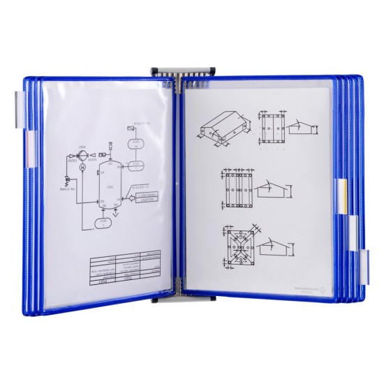 Kit complet Tarifold, din otel, pentru perete, A4, 10 display-uri, albastru