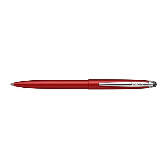 Pix cu mecanism Scrikss Stylus Matt Red, rosu touch vf M scriere albastra