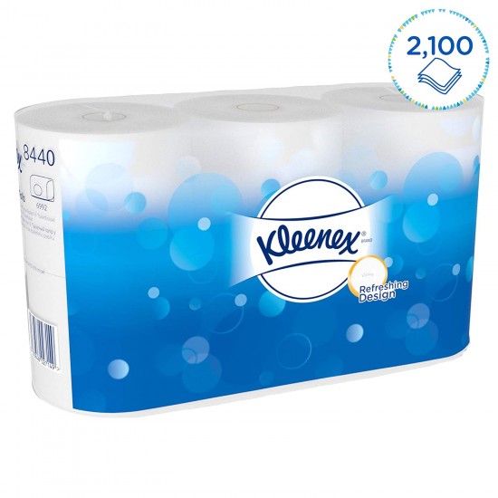 Hartie igienica Kimberly-Clark Kleenex, alba, 3 straturi, 6 role/pachet