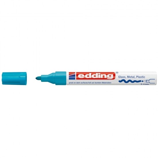 Marker permanent Edding 750, cu vopsea, corp metalic, varf rotund, 2-2-4 mm, verde