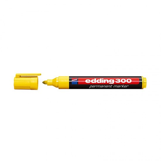 Marker permanent Edding 300, corp plastic, varf rotund, 1.5-3 mm, galben