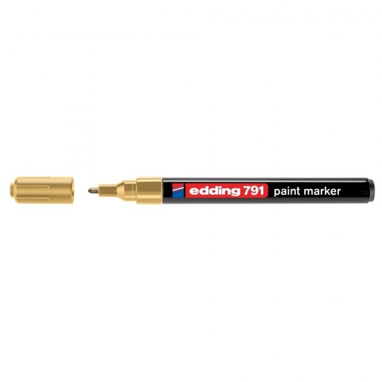 Marker permanent Edding 791, cu vopsea, corp plastic, varf rotund , 1-2 mm, auriu