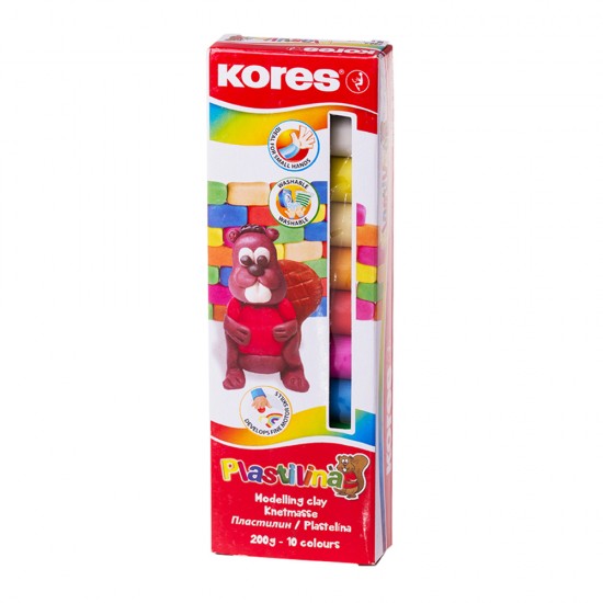 Plastilina Kores, 20 g/culoare, 10 culori/cutie