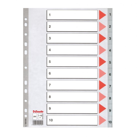 Index din plastic Esselte, A4, index 1-10